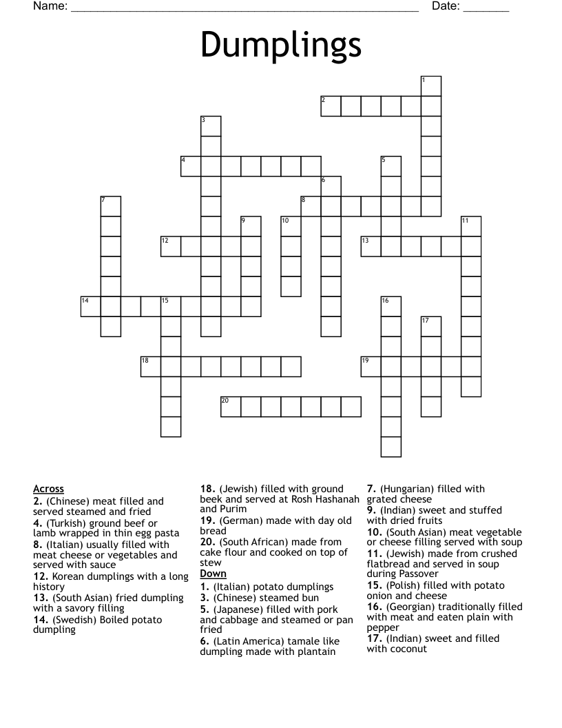 Dumplings Crossword WordMint