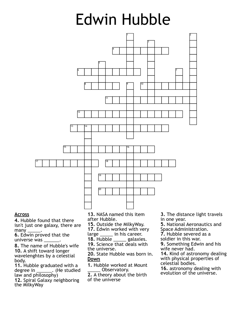 Edwin Hubble Crossword WordMint