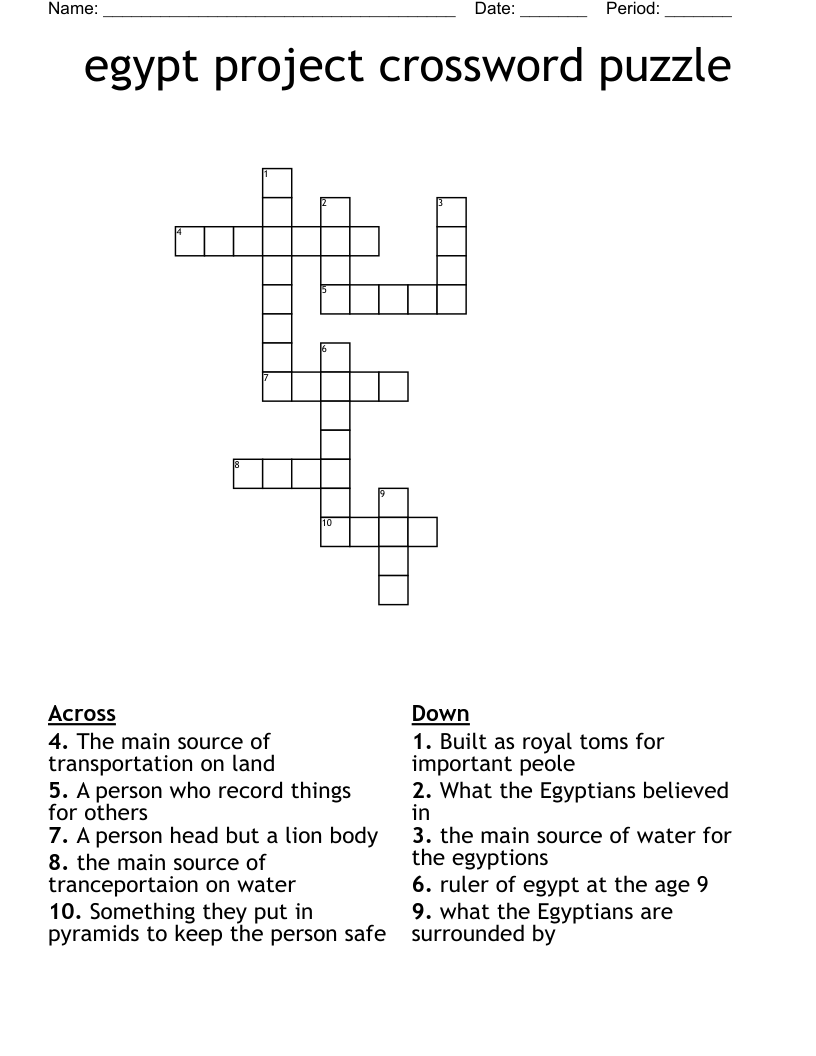 Egypt Project Crossword Puzzle WordMint Egypt Project Crossword Puzzle WordMint