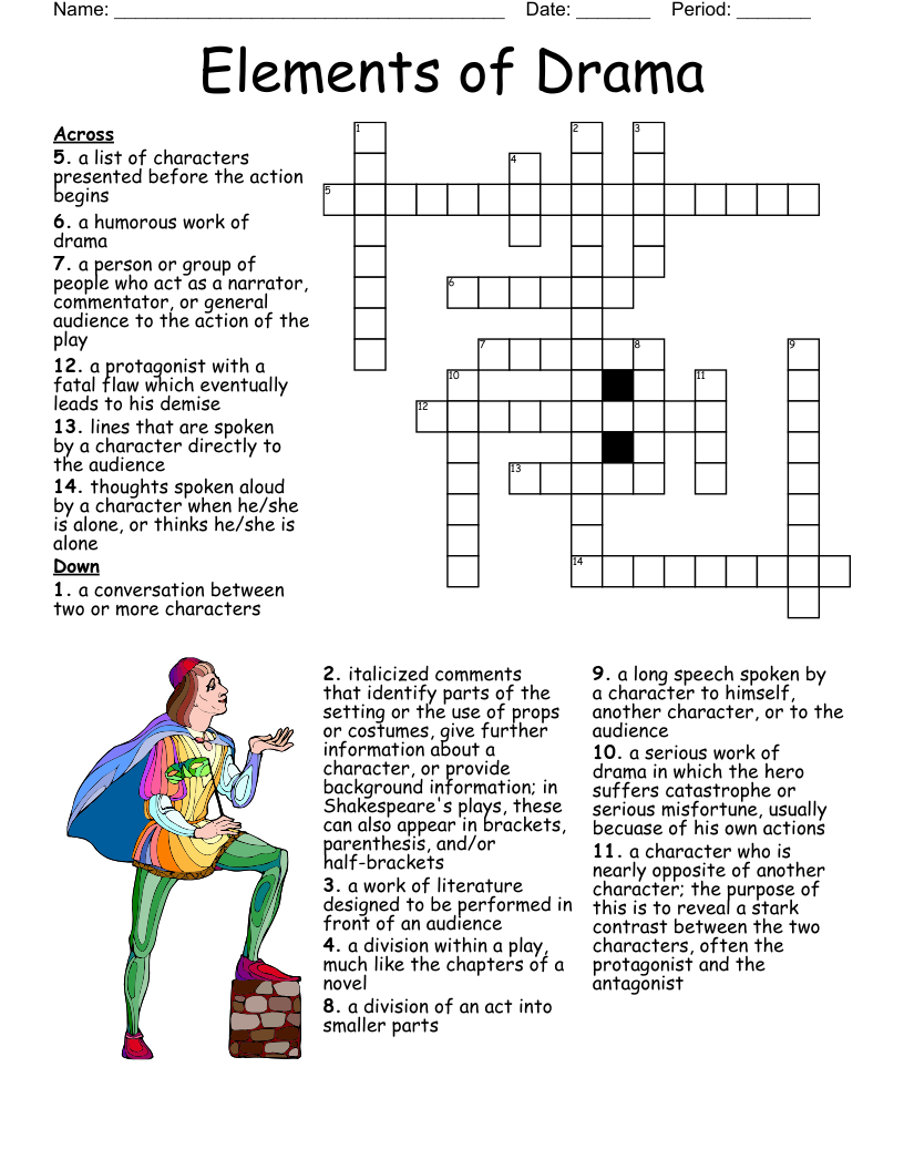 Elements Of Drama Crossword WordMint