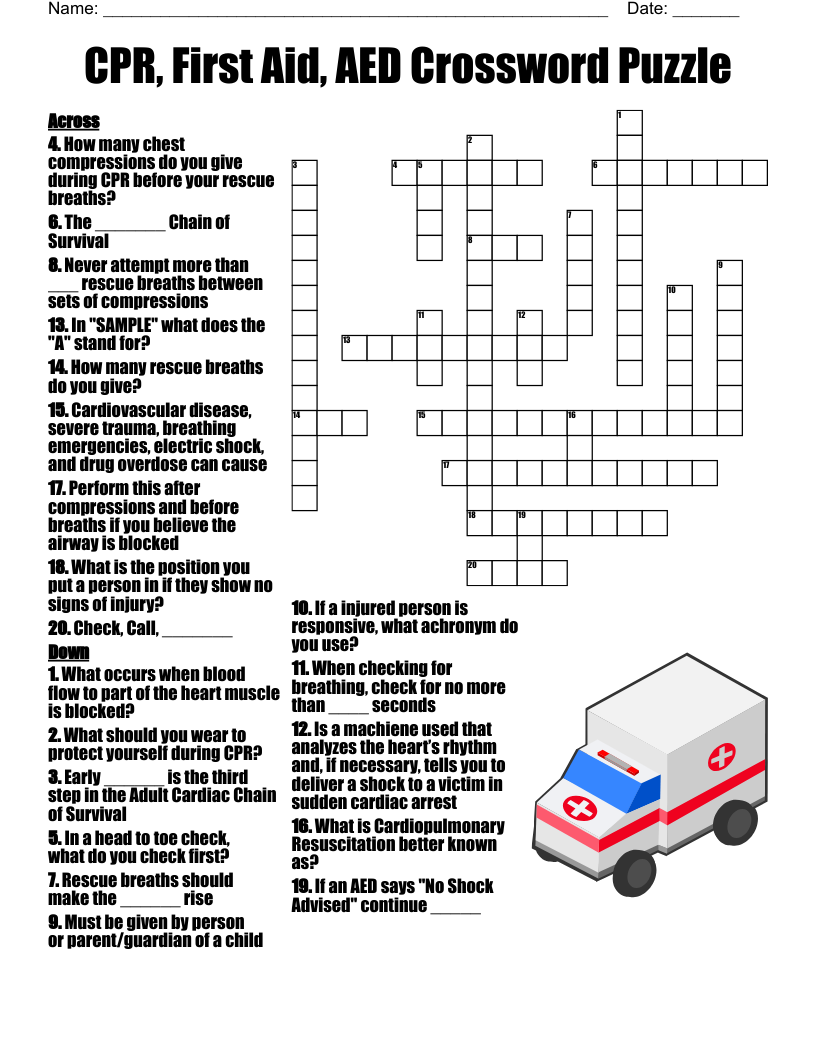 Emergency First Aid And Shock Crossword WordMint Emergency First Aid And Shock Crossword WordMint