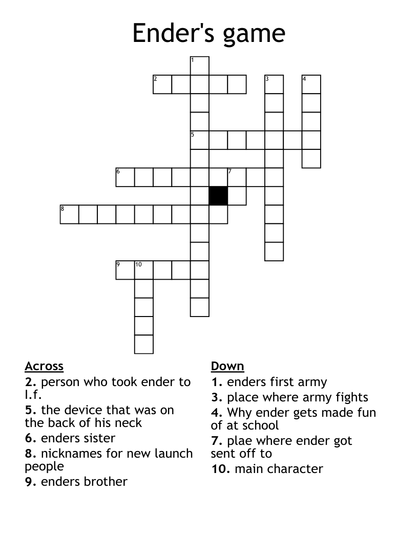 Ender s Game Crossword WordMint Ender s Game Crossword WordMint