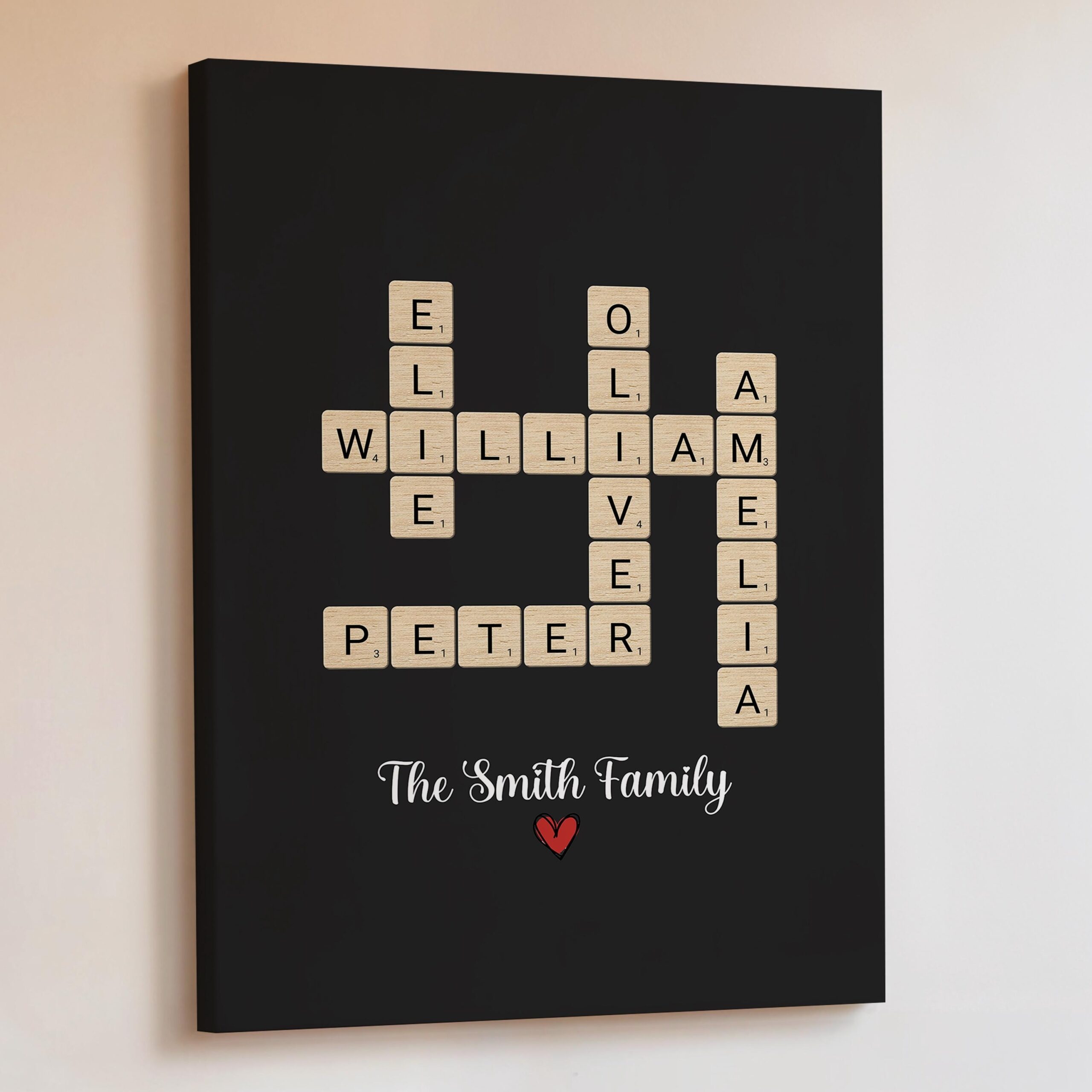 Family Name Crossword Wall Art Custom Crossword Puzzle Family Names Canvas Personalized Names Text Unique Family Gift Idea Heartfelt Home Decor Made To Order Personalized Family Names Free