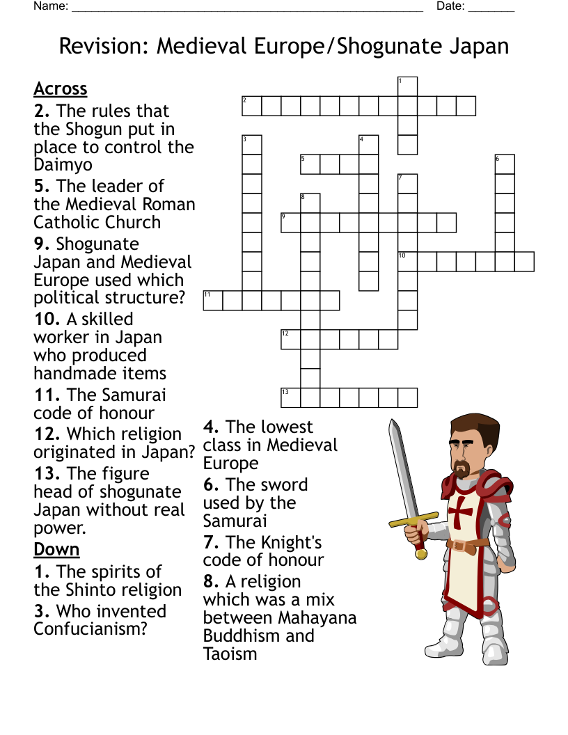 Feudal Japan Crossword WordMint Feudal Japan Crossword WordMint