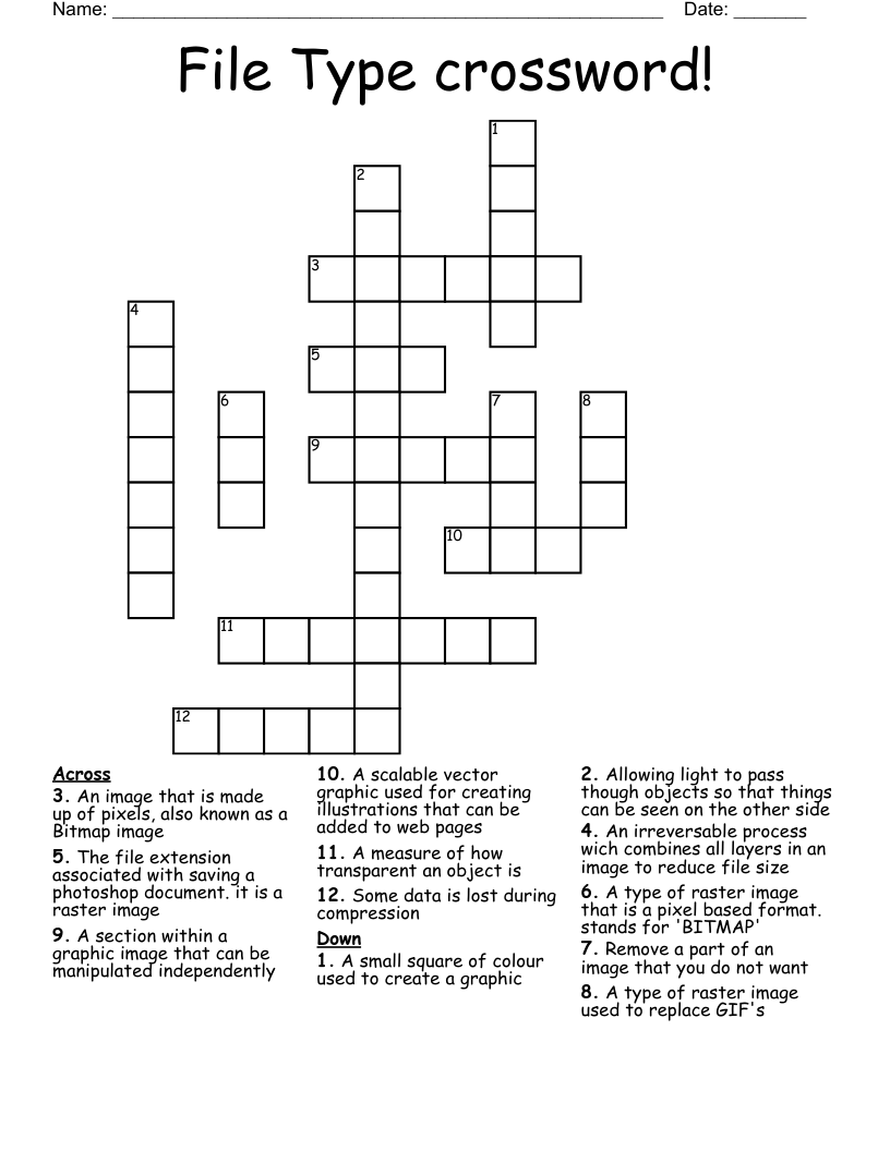 File Type Crossword WordMint