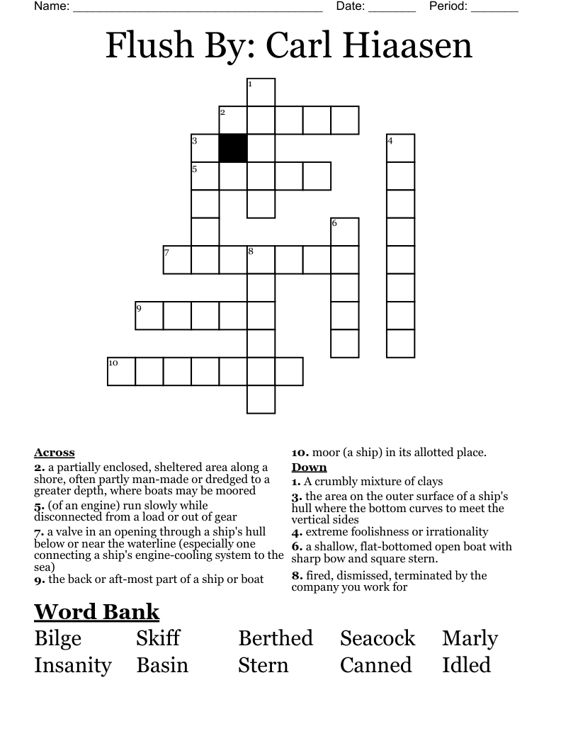 Flush By Carl Hiaasen Crossword WordMint Flush By Carl Hiaasen Crossword WordMint