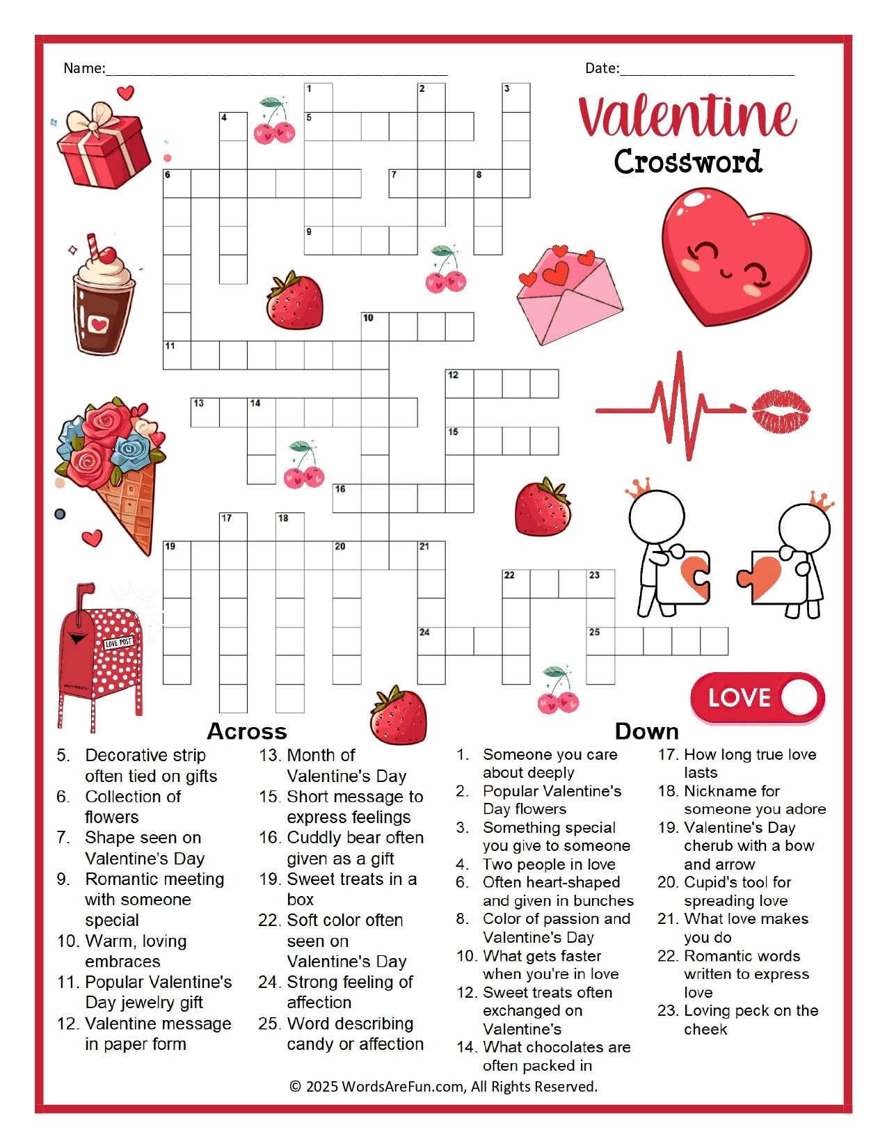 valentine's day crossword
