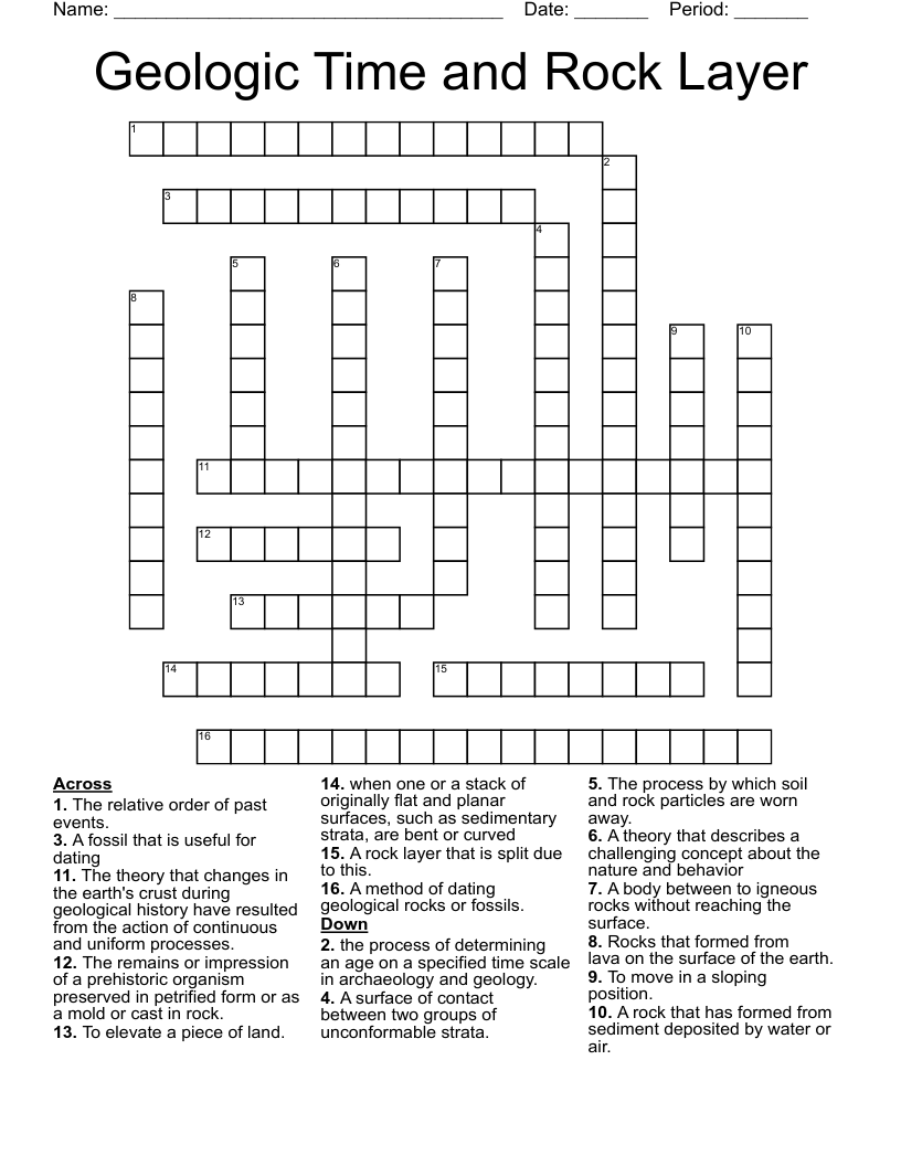 Geologic Time And Rock Layer Crossword WordMint Geologic Time And Rock Layer Crossword WordMint