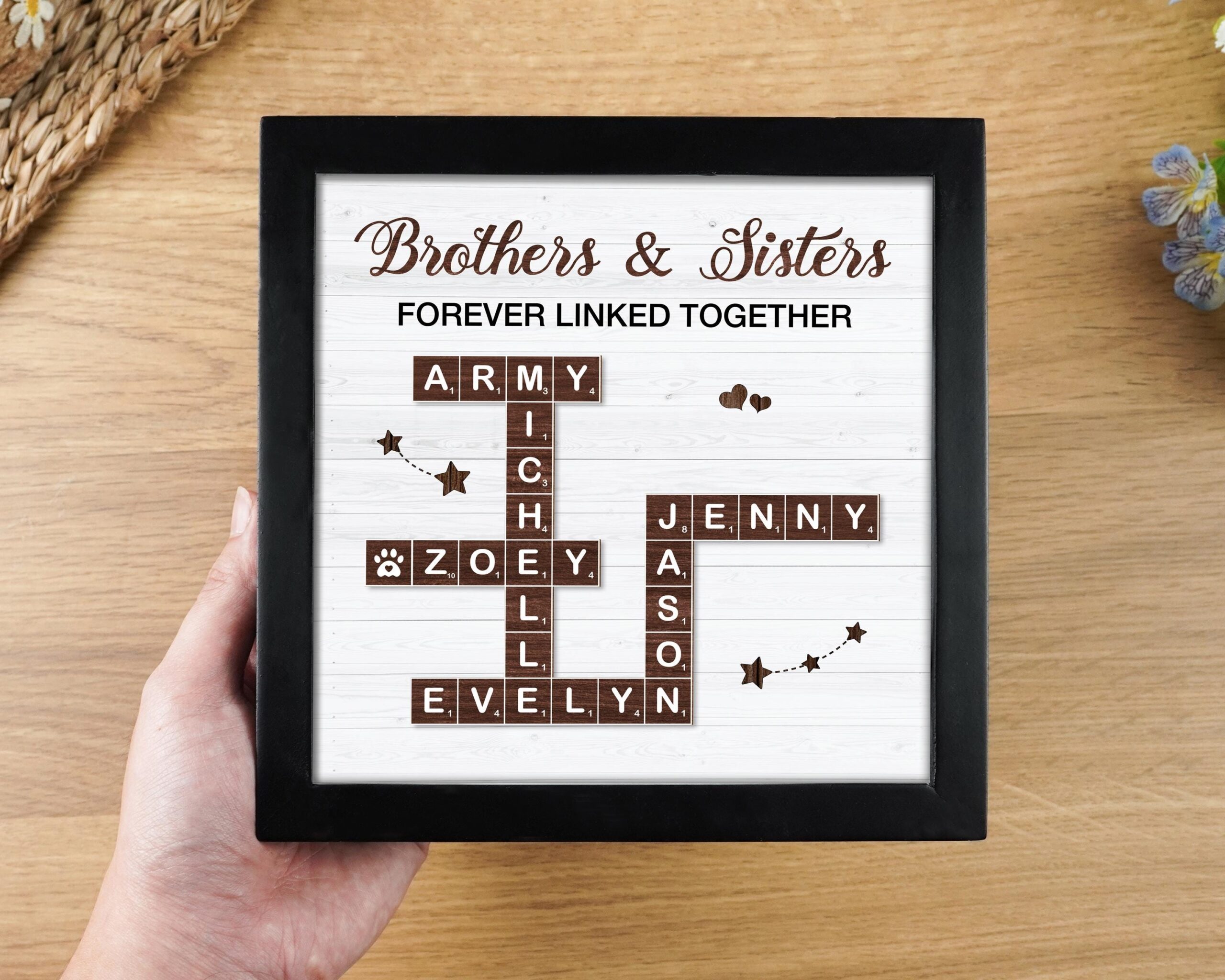 Gift For Sibling Crossword Family Relationship Brothers Sisters Forever Linked Togeth Wander Prints Doyobest Personalized