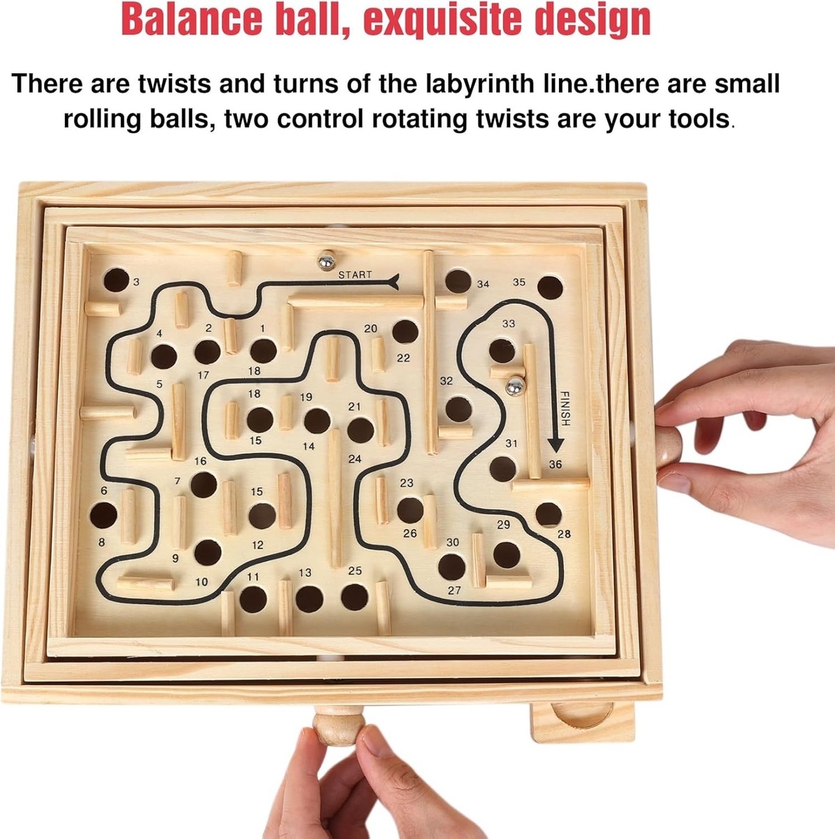 GOTHINK Wooden Maze Game With Two Steel Marbles Puzzle Game For Adults Boys EBay