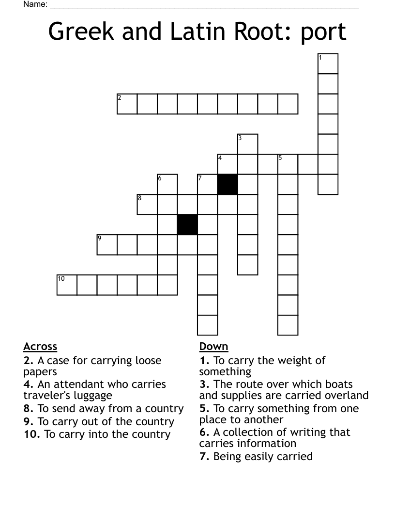 Greek And Latin Root Port Crossword WordMint Greek And Latin Root Port Crossword WordMint