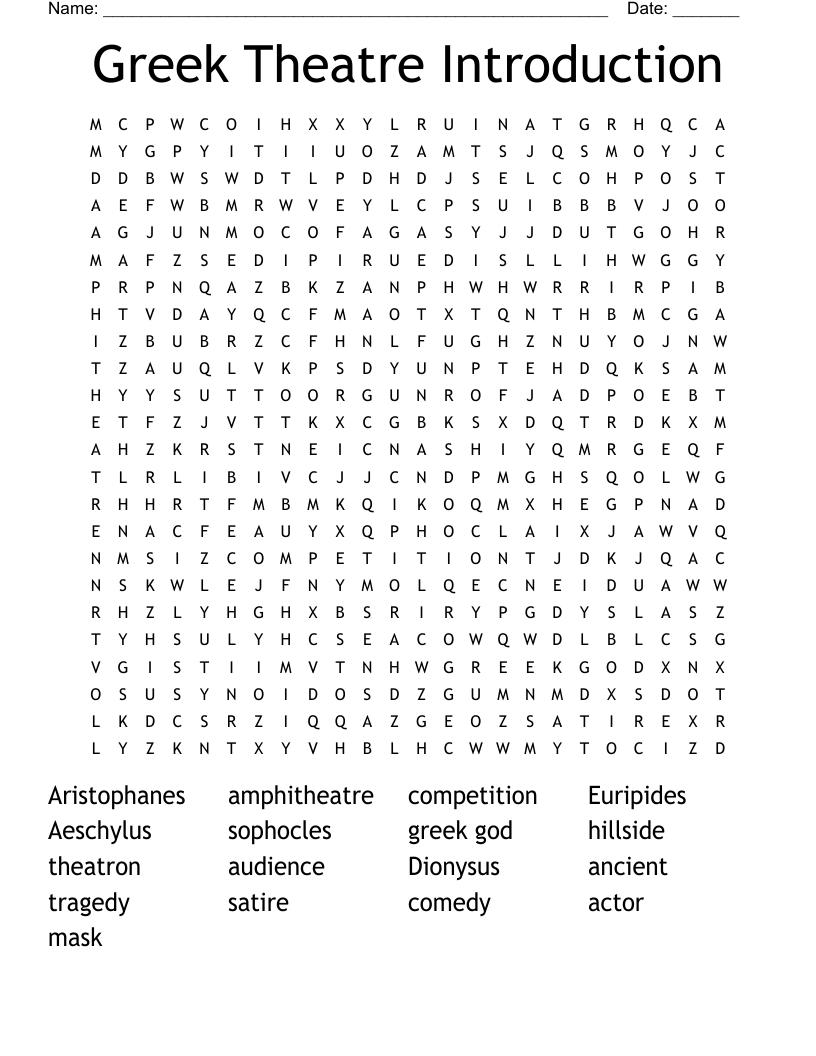 Greek Theatre Introduction Word Search WordMint