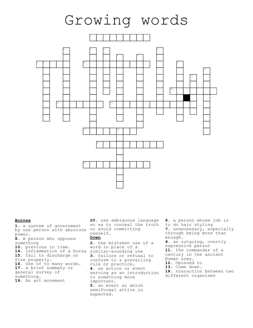 Growing Words Crossword WordMint