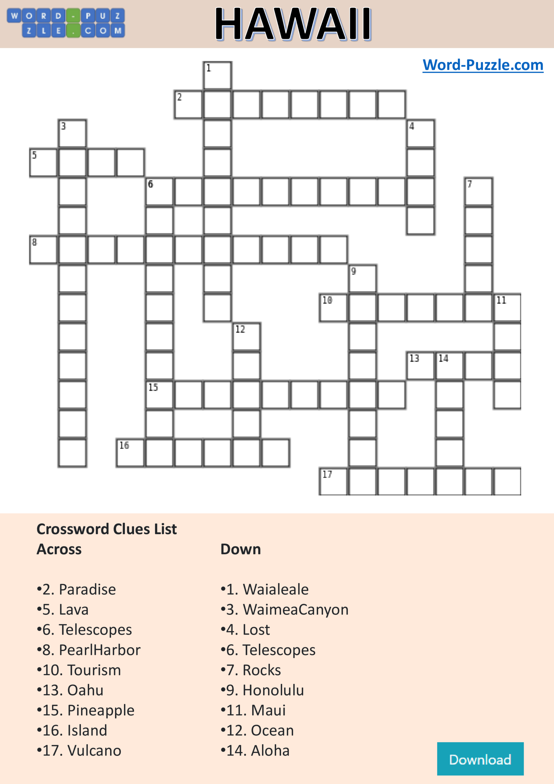 Hawaii Crossword Puzzle Templates At Allbusinesstemplates Hawaii Crossword Puzzle Templates At Allbusinesstemplates