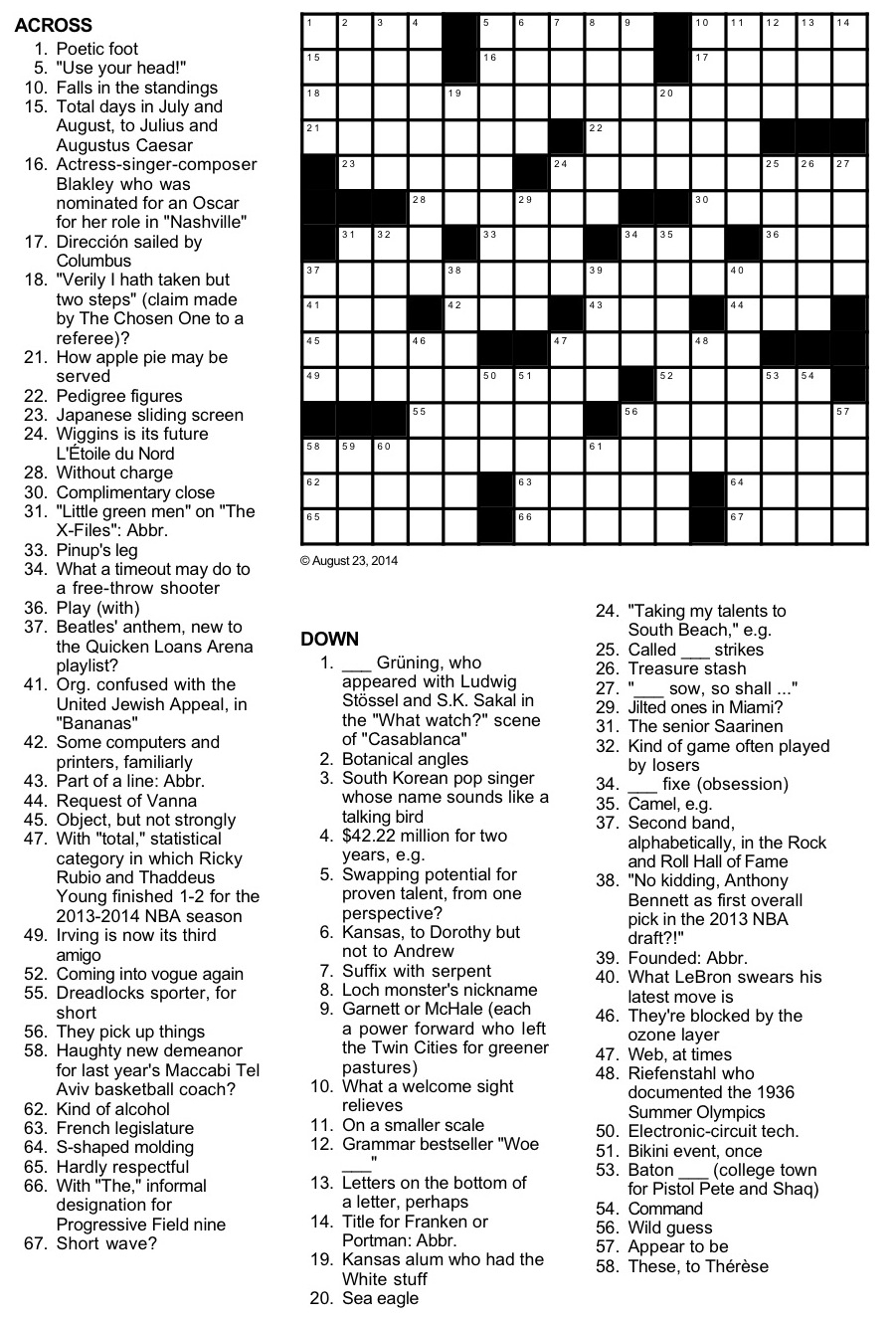 Hello Loneliness Crossword Puzzle