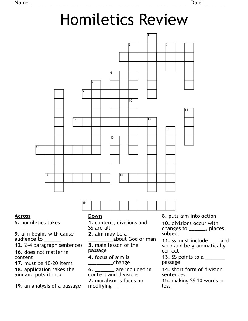 Homiletics Review Crossword WordMint