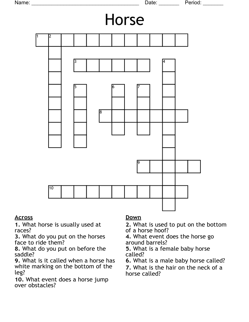 Horse Crossword WordMint