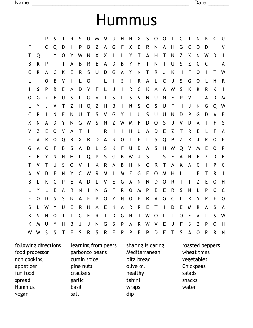 Hummus Word Search WordMint Hummus Word Search WordMint