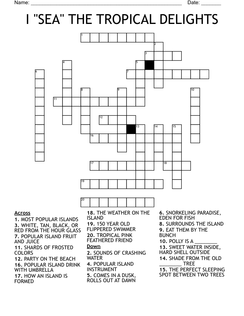 I SEA THE TROPICAL DELIGHTS Crossword WordMint I SEA THE TROPICAL DELIGHTS Crossword WordMint