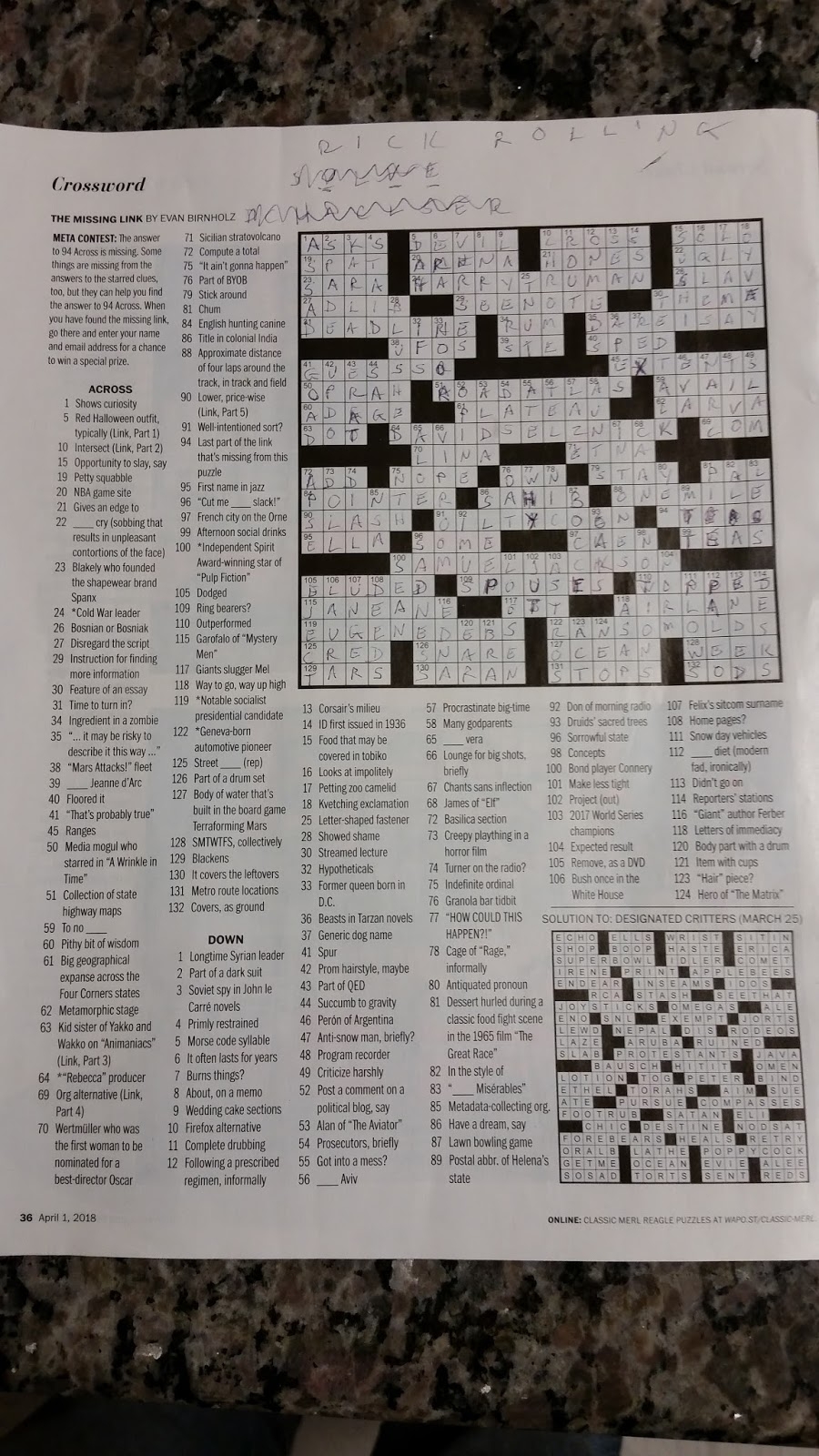merl reagle sunday crossword