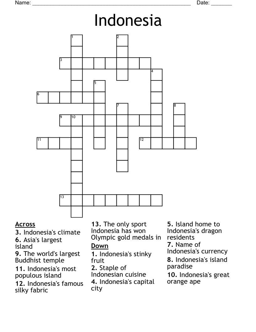 Indonesia Crossword WordMint Indonesia Crossword WordMint