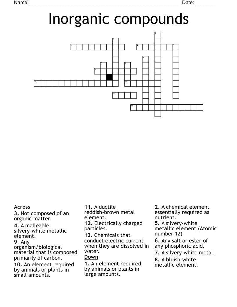 metallic element crossword metallic element crossword