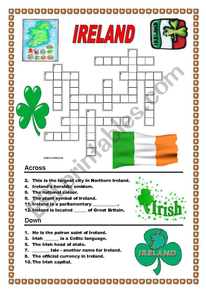 Ireland Crossword ESL Worksheet By Ildibildi Ireland Crossword ESL Worksheet By Ildibildi