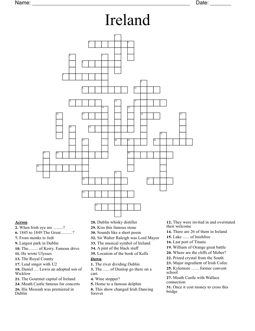 Ireland Crossword WordMint Ireland Crossword WordMint