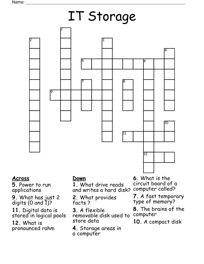 IT Storage Crossword WordMint