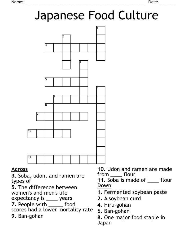 Japanese Food Culture Crossword WordMint