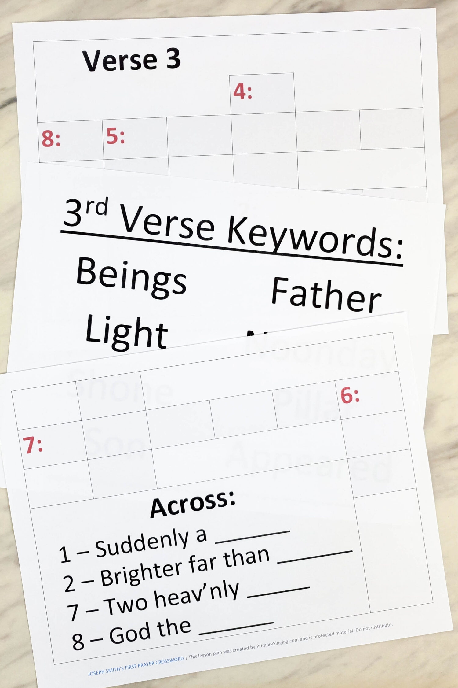 Joseph Smith s First Prayer Crossword Puzzle Primary Singing