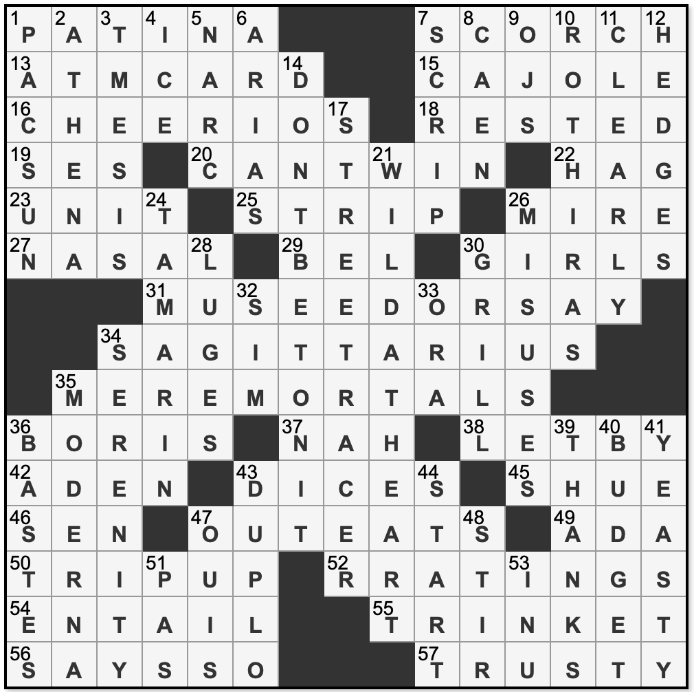 La Times Crossword Solution Today