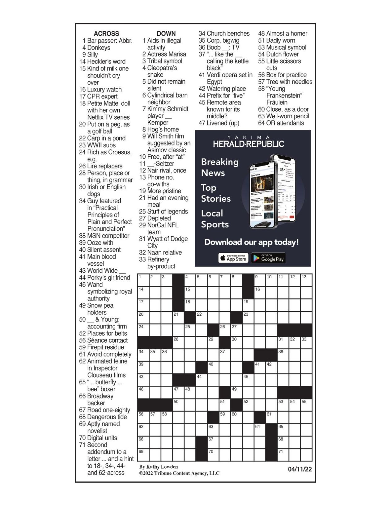LA Times Crossword April 11 2022 Crosswords Yakimaherald LA Times Crossword April 11 2022 Crosswords Yakimaherald