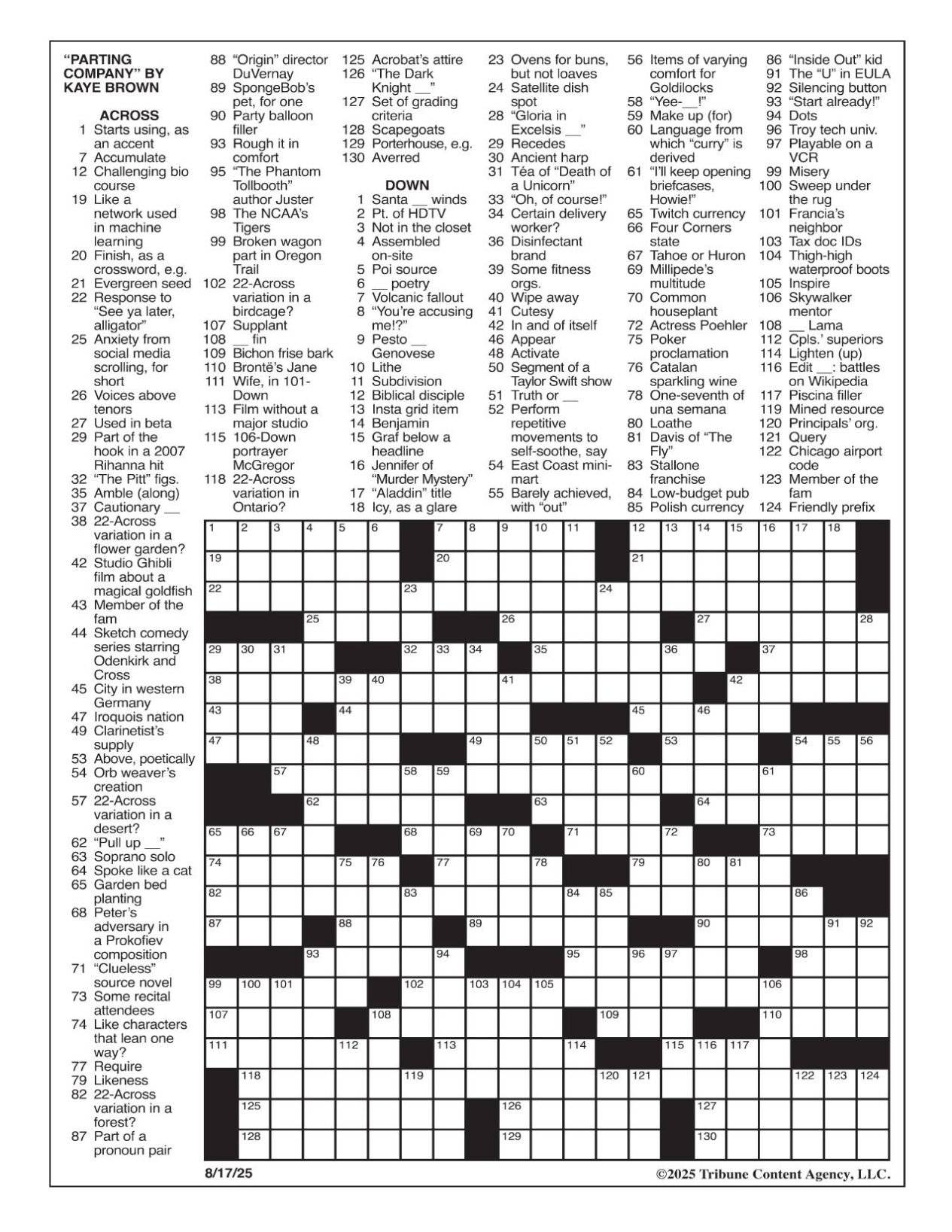 LA Times Crossword Aug 17 2025 Crosswords Yakimaherald LA Times Crossword Aug 17 2025 Crosswords Yakimaherald