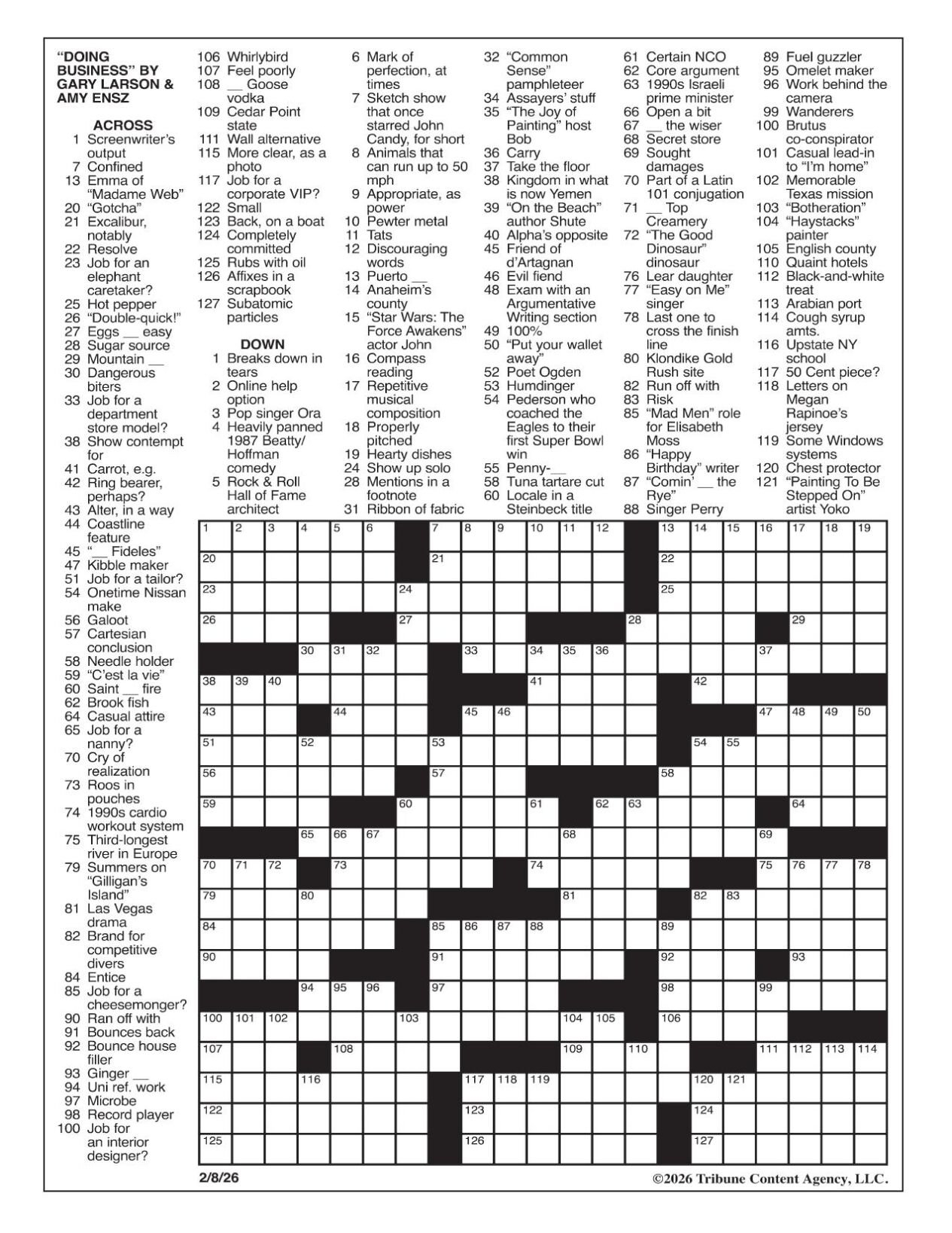 LA Times Crossword Feb 8 2026 Crosswords Yakimaherald