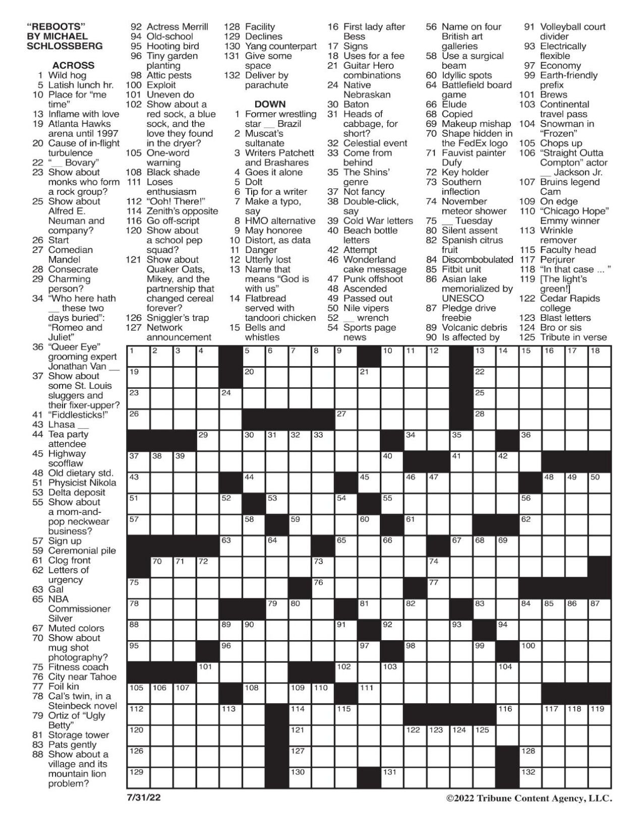 LA Times Crossword July 31 2022 Crosswords Yakimaherald