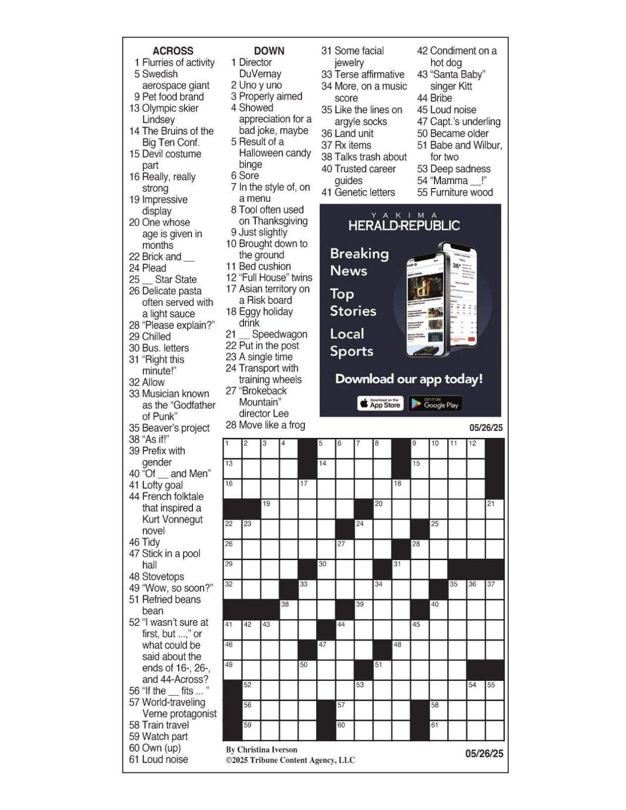 LA Times Crossword May 26 2025 Crosswords Yakimaherald LA Times Crossword May 26 2025 Crosswords Yakimaherald