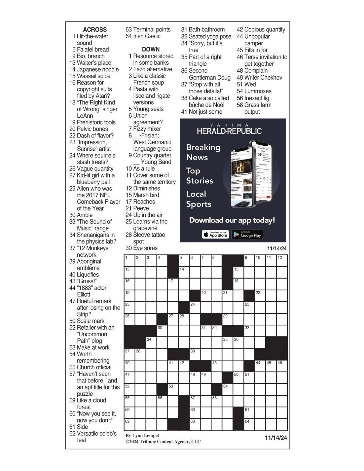 LA Times Crossword Nov 14 2024 Crosswords Yakimaherald LA Times Crossword Nov 14 2024 Crosswords Yakimaherald