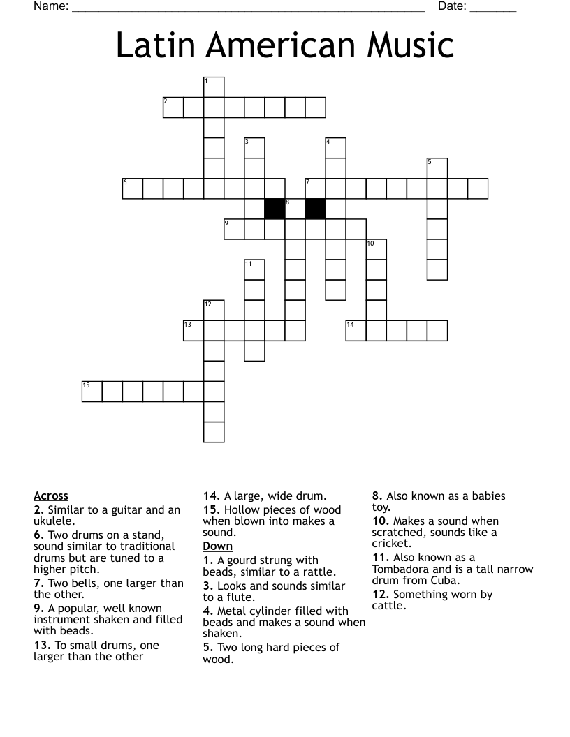 Latin American Music Crossword WordMint Latin American Music Crossword WordMint