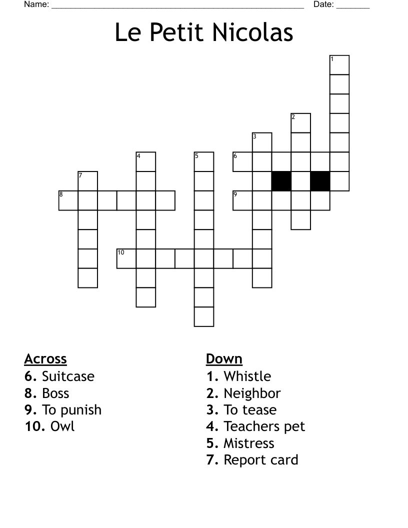 Le Petit Nicolas Crossword WordMint