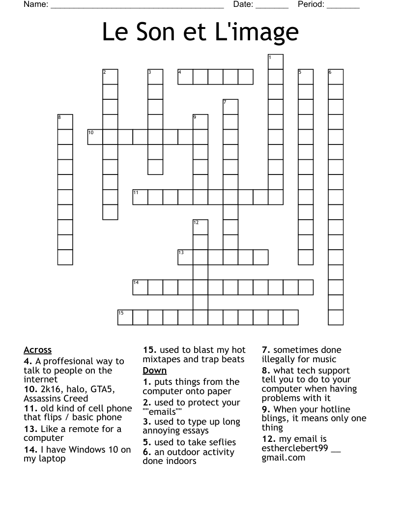 Le Son Et L image Crossword WordMint