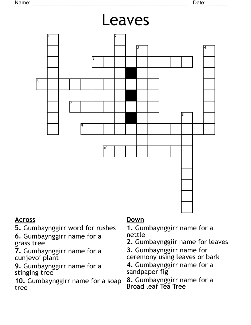 Leaves Crossword WordMint Leaves Crossword WordMint