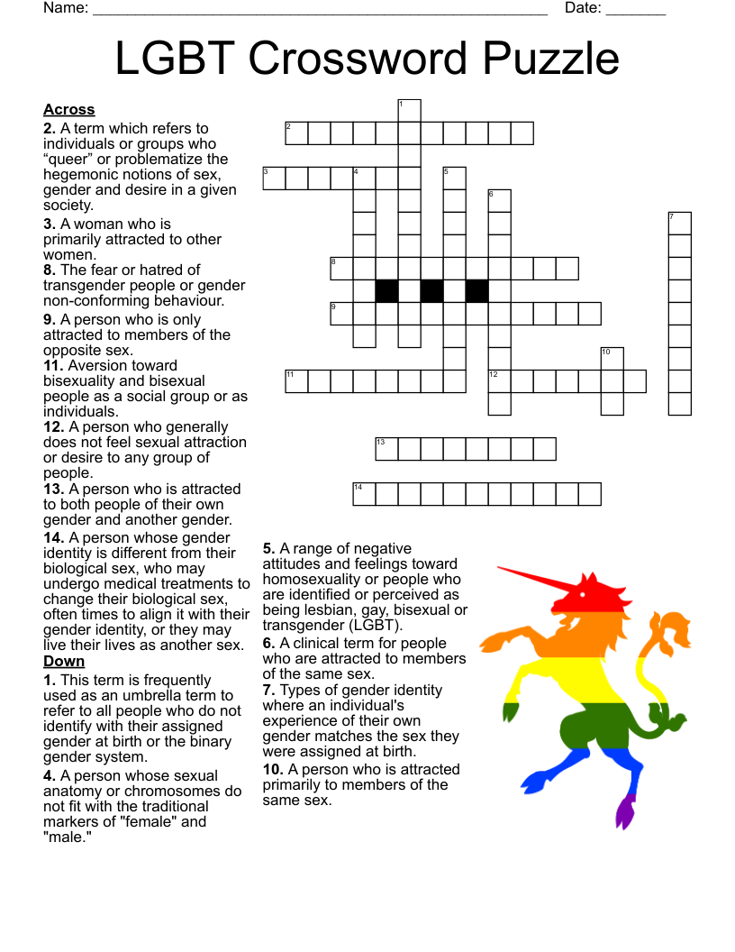 LGBTQ CROSSWORD WordMint LGBTQ CROSSWORD WordMint