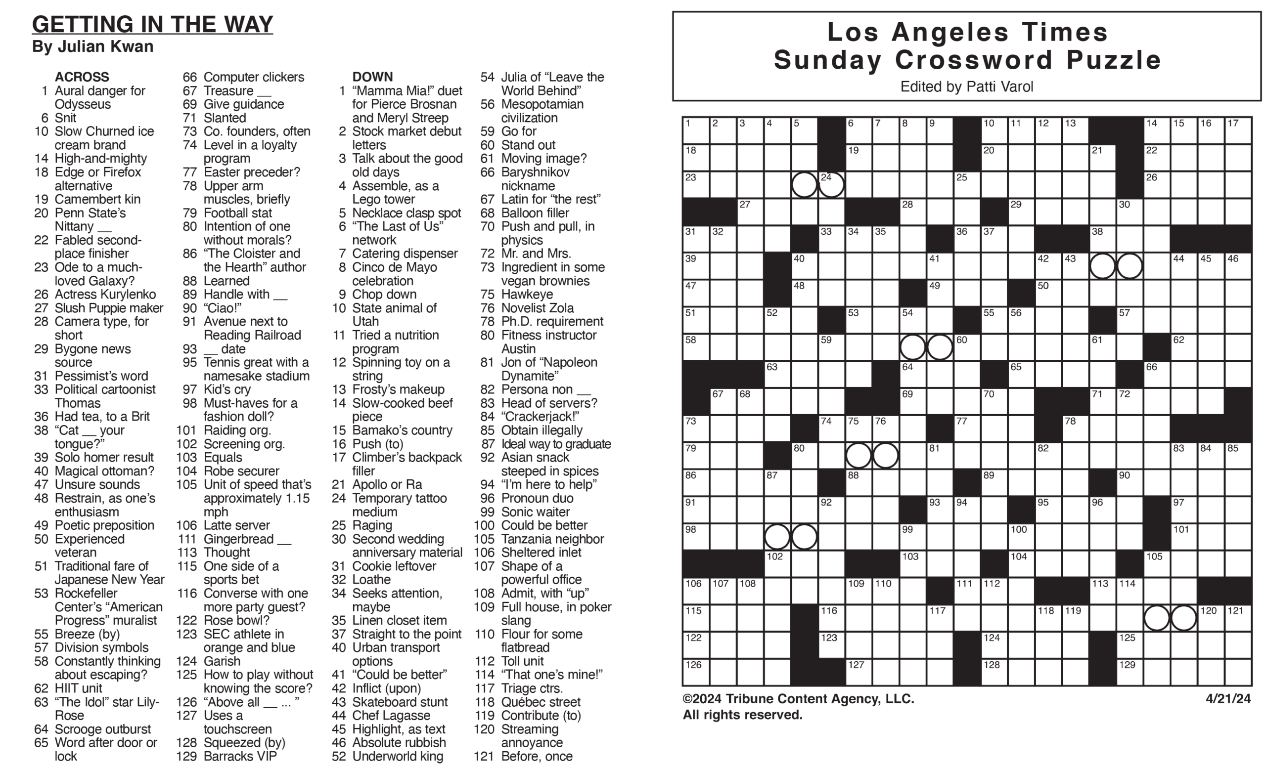 la times crossword answers for today