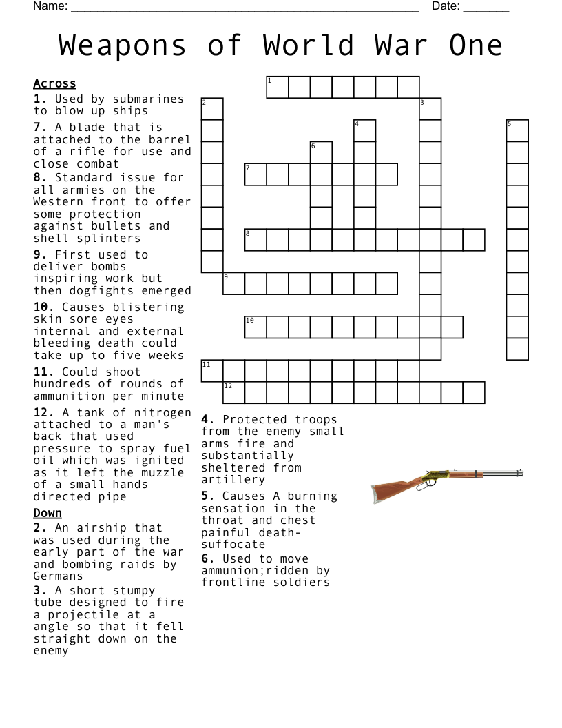 Medieval Weapons Crossword WordMint