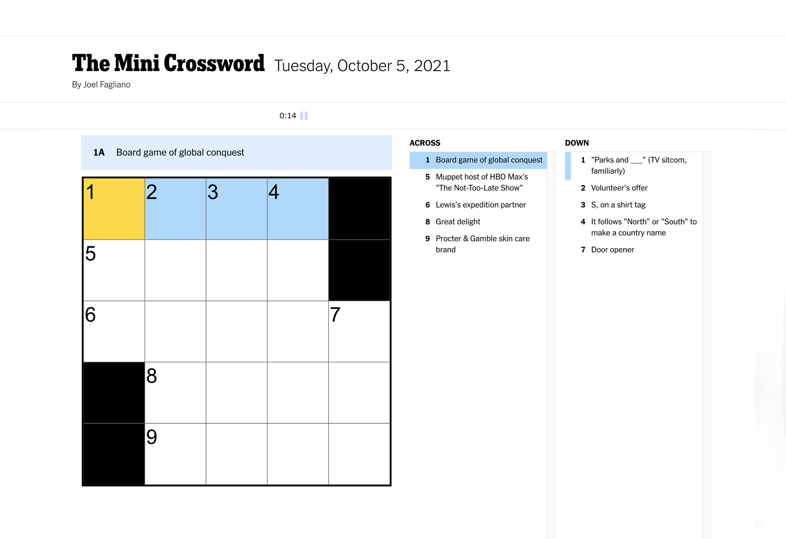ny times.mini crossword