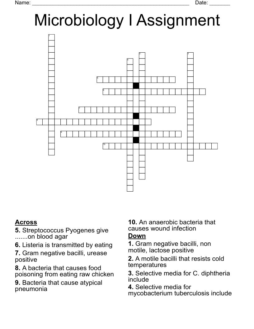 Microbiology I Assignment Crossword WordMint Microbiology I Assignment Crossword WordMint