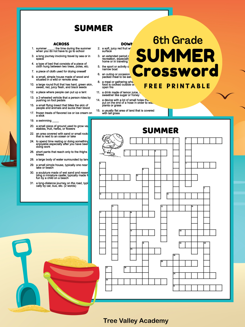 Middle School Summer Crossword Puzzle Tree Valley Academy Middle School Summer Crossword Puzzle Tree Valley Academy