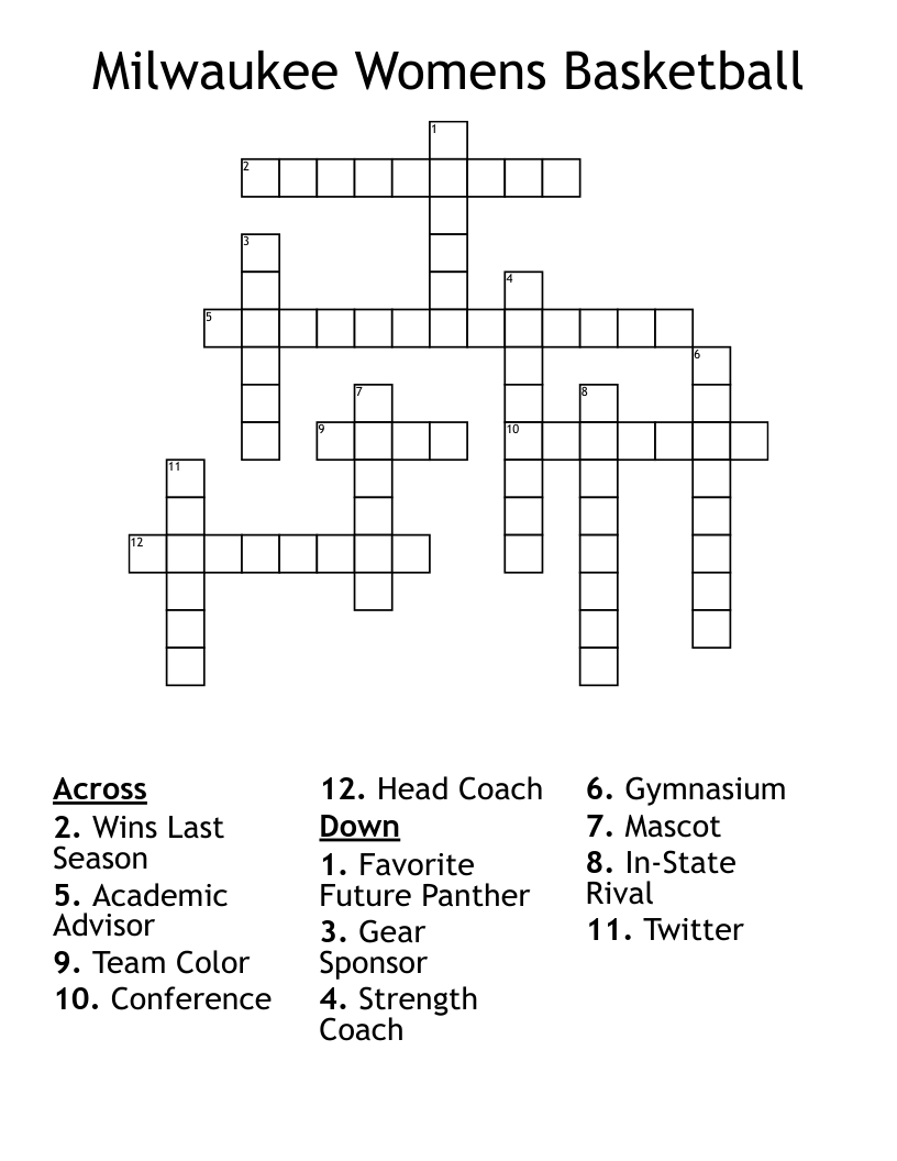 Milwaukee Womens Basketball Crossword WordMint Milwaukee Womens Basketball Crossword WordMint
