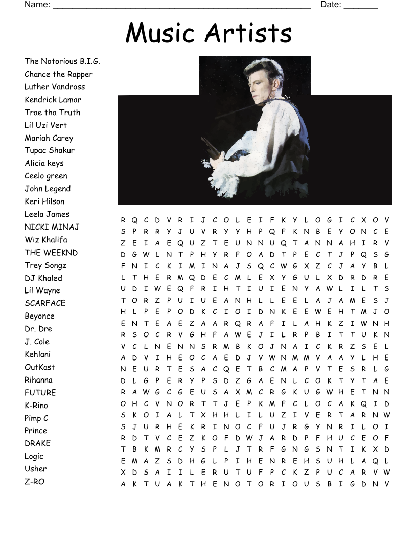 Music Artists Word Search WordMint Music Artists Word Search WordMint